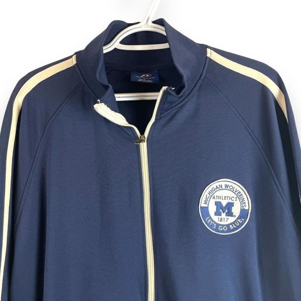 Pro Player Michigan Wolverines Jacket Mens L Navy Blue Full‎ Zip Track Athletics